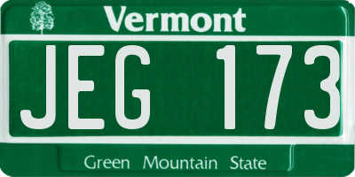 VT license plate JEG173