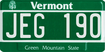 VT license plate JEG190