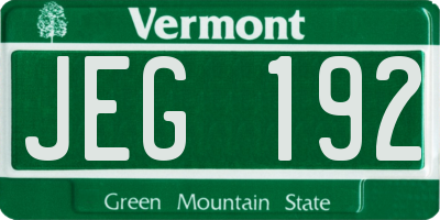 VT license plate JEG192