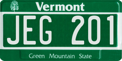 VT license plate JEG201