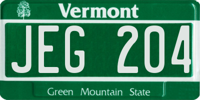 VT license plate JEG204