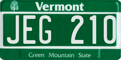 VT license plate JEG210
