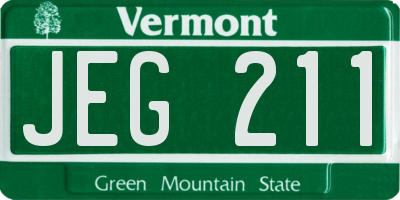 VT license plate JEG211