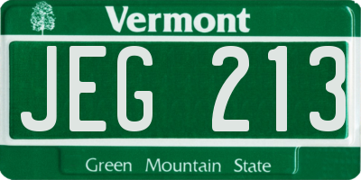 VT license plate JEG213