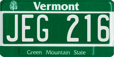 VT license plate JEG216