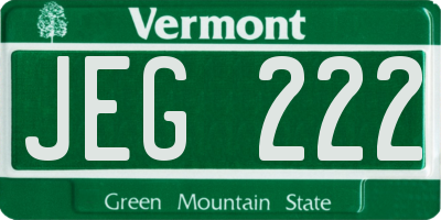 VT license plate JEG222