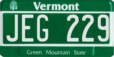 VT license plate JEG229