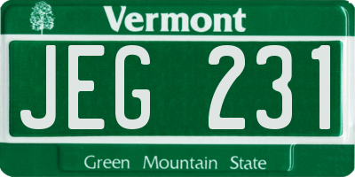 VT license plate JEG231
