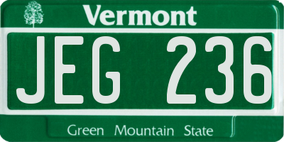 VT license plate JEG236