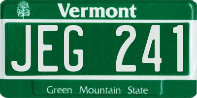 VT license plate JEG241