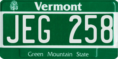 VT license plate JEG258