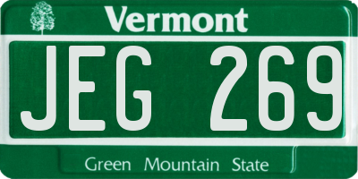 VT license plate JEG269