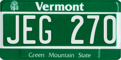 VT license plate JEG270