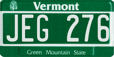 VT license plate JEG276