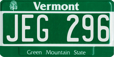 VT license plate JEG296