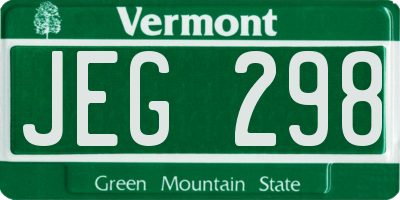 VT license plate JEG298