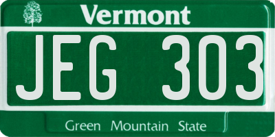VT license plate JEG303