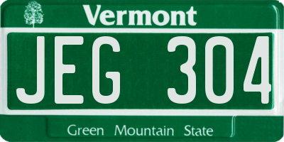 VT license plate JEG304
