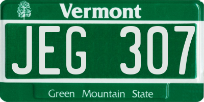 VT license plate JEG307