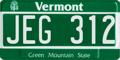 VT license plate JEG312