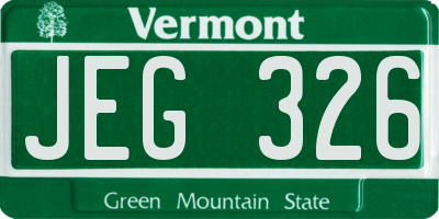 VT license plate JEG326