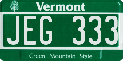 VT license plate JEG333