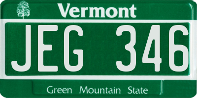 VT license plate JEG346