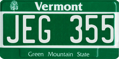 VT license plate JEG355