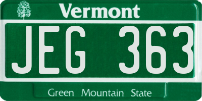 VT license plate JEG363