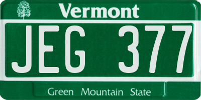 VT license plate JEG377