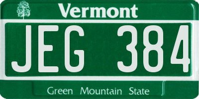 VT license plate JEG384