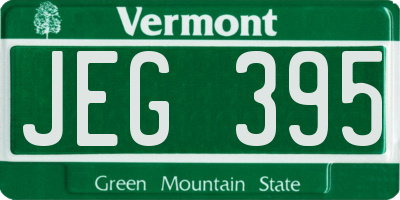 VT license plate JEG395