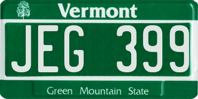 VT license plate JEG399