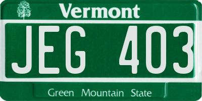 VT license plate JEG403