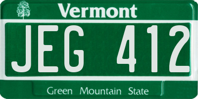 VT license plate JEG412