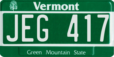 VT license plate JEG417