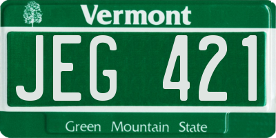 VT license plate JEG421