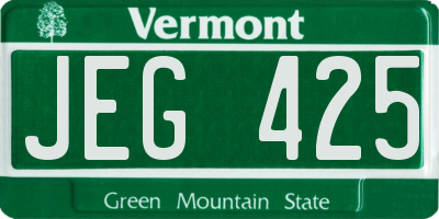 VT license plate JEG425