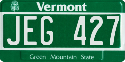 VT license plate JEG427