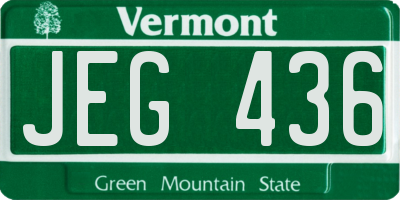 VT license plate JEG436