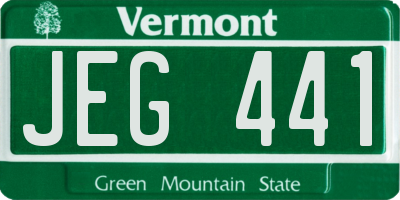 VT license plate JEG441