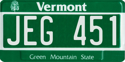 VT license plate JEG451