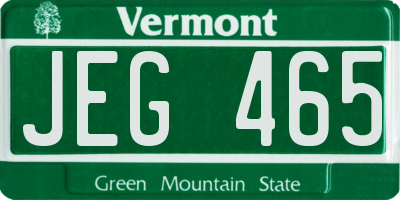 VT license plate JEG465