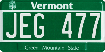 VT license plate JEG477