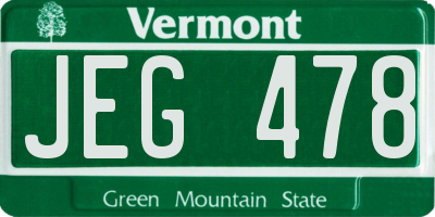 VT license plate JEG478