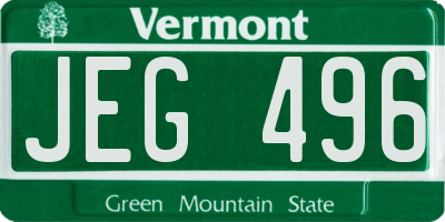 VT license plate JEG496