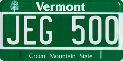 VT license plate JEG500
