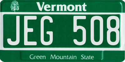VT license plate JEG508