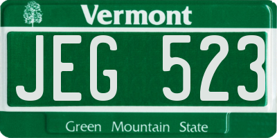 VT license plate JEG523