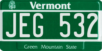 VT license plate JEG532